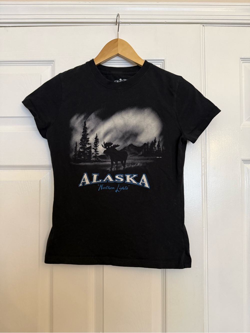 Alaska Northern Lights Black Graphic Tee - Kids
